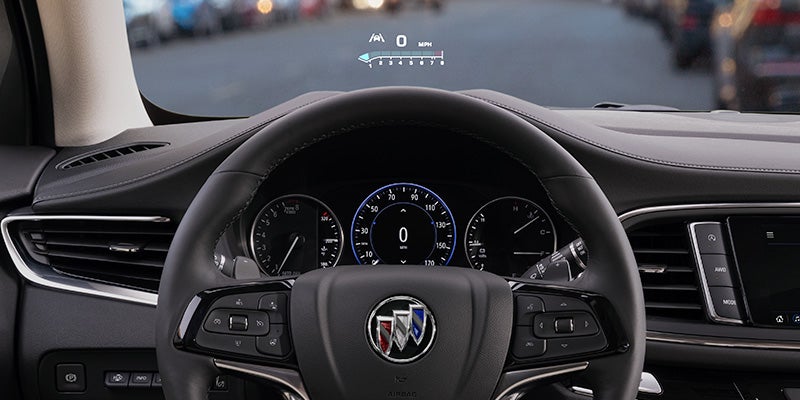 Closeup of the steering wheel