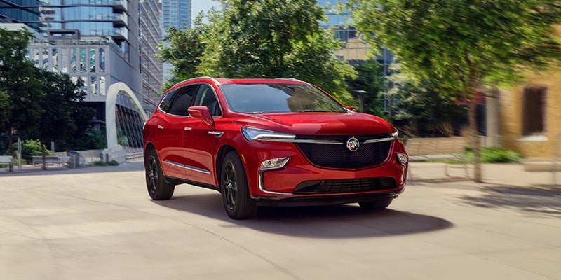 Front view of a red Buick Enclave